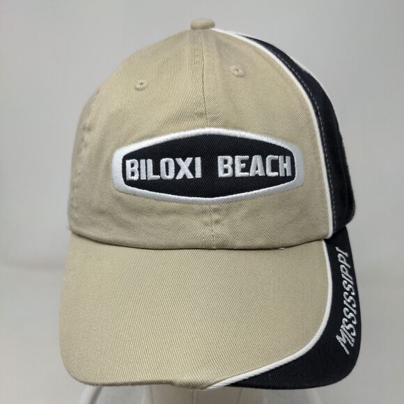 Biloxi Beach Mississippi Strapback Hat Tan OSFA Embroidered Bio-Domes - Picture 2 of 7